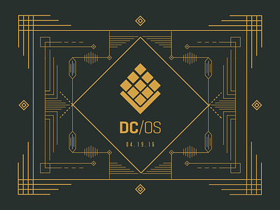 Mesosphere DC/OS Launch Party art deco card champagne deco gold illustration launch mesosphere party print