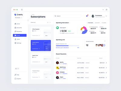 Card Management Dashboard 💳 card card ui dashboard design fintech dashboard fintech ui payment ui product design ui ux