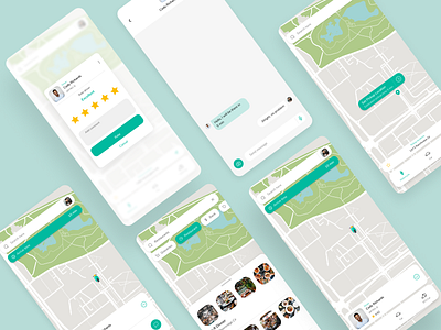 Moov app application car design drive flat map maps minimal mobile app design order pickup service ui ux