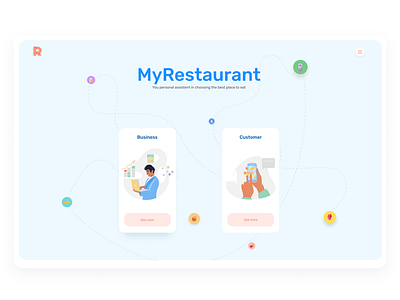 MyRestaurant application business customer design flat food illustration interaction design minimal presentation ui ux web app webdesig website