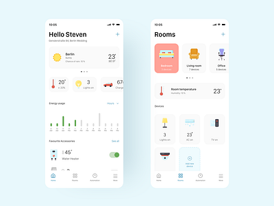 Smart home app application design device flat minimal mobile app design smart smarthome ui ux