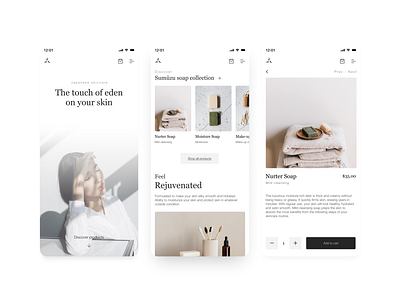 Skincare products app application beatuy design ecommerce ecommerce shop flat minimal mobile app design shop skincare ui ux