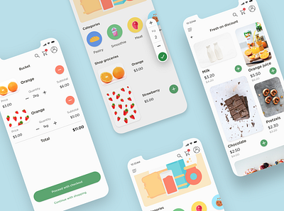 Groceries app application design flat food groceries grocery app interaction design minimal mobile app design online shop online shopping online store ui ux