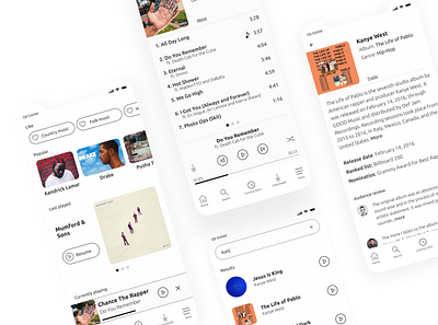 Music Player adobe xd app application branding design flat minimal mobile app design music music app music player play player shuffle song soundtrack track ui ux white