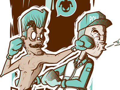 Police!!! boxing cartoon police vectors