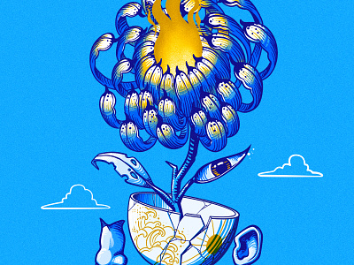 Efimeros y fragiles artebarcelona arteespaña barcelona blue cup digital digitalart españa flower illustration jkr lucky posters procreate surrealist surrealistic trip