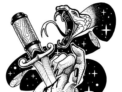 Discord blackwork dotwork illustration snake universe