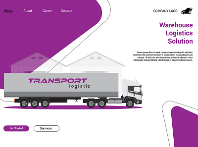 Logistic partner landing page background banner design flat graphic illustration industrial internet logistic service shipment transport truck web