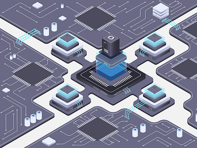 technology isometric  cpu