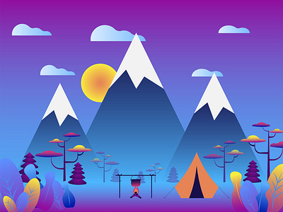 Flat vector illustration. Vacation and nature vacations concept.