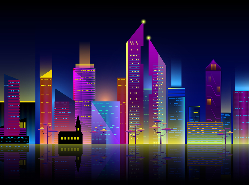 City scape outline. Vector illustration for your graphic design. by ...