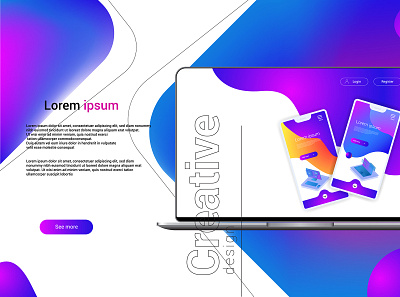 Template for landing page, website or banner on the topic App De abstract advertising app application background banner business coding concept design development digital e commerce flat flyer graphic homepage illustration interface internet