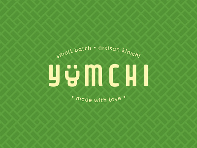 Yumchi Kimchi artisan branding cabbage green kimchi love pattern smal batch type wordmark yum