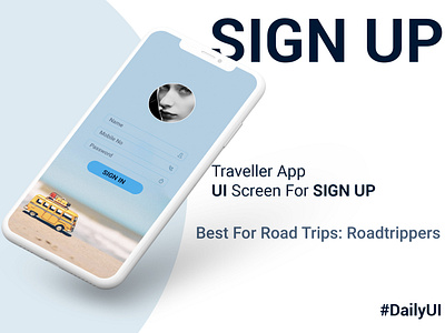 Sign UP Screen For Traveller App #DailyUi