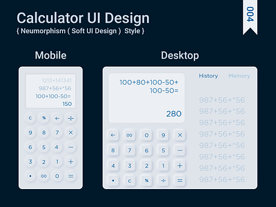 Calculator UI Design { Neumorphism ( Soft UI Design )  Style }