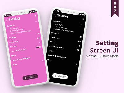 Settings UI Design ( Normal & Dark Mode )