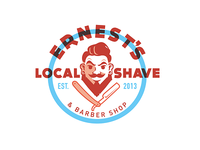 Ernest's local shave & barbershop barber branding ernests local logo retro shave shop