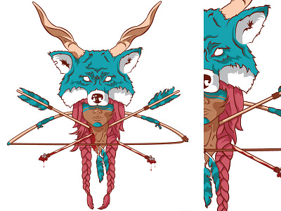 Death Trophy arrows blood bow death horns illustration wolf