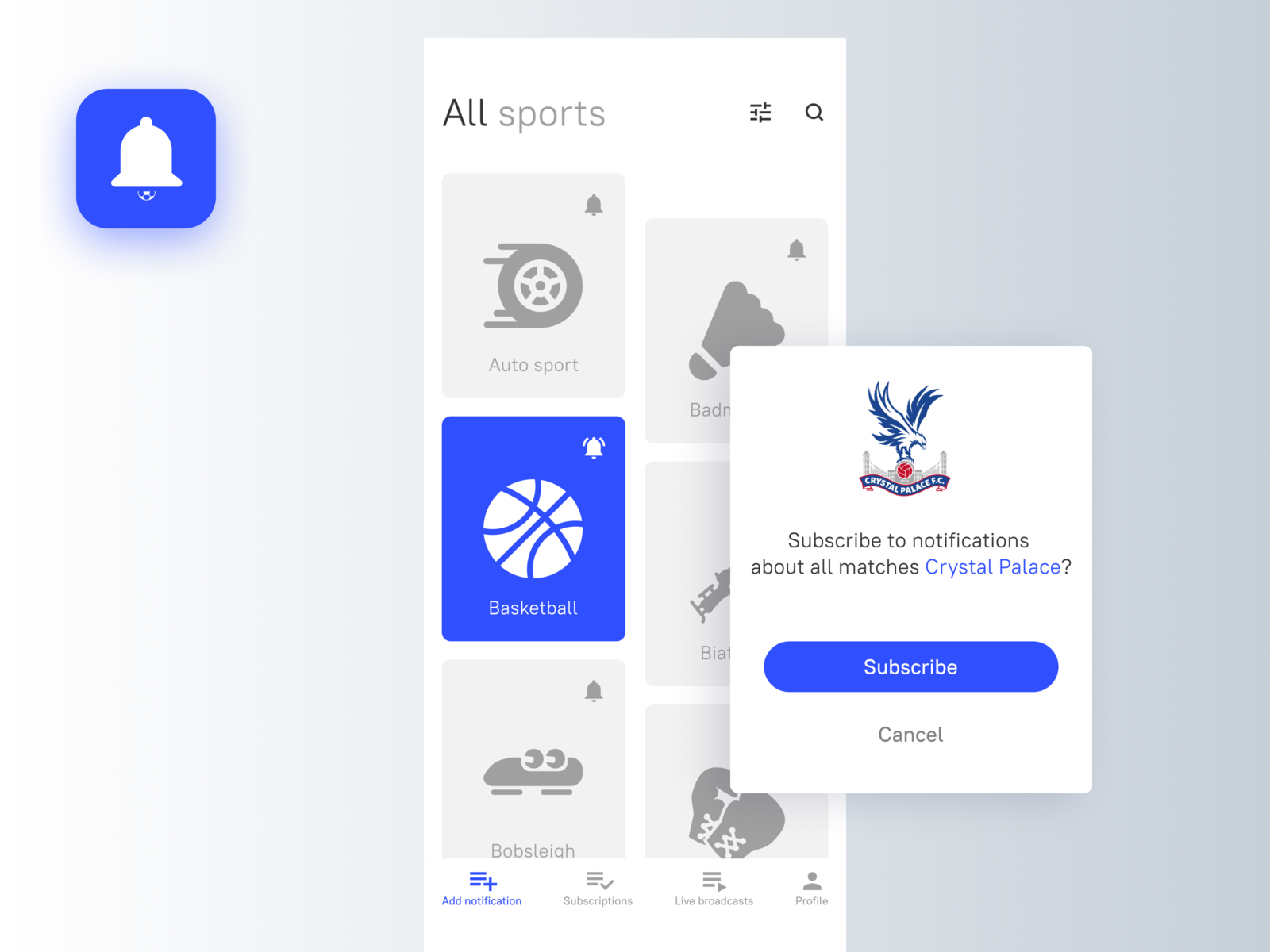 Sports Event Notifications by Dmitriy Strizhak on Dribbble