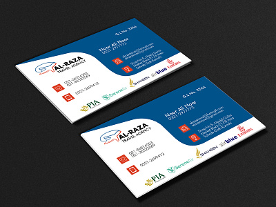 Al Raza Travel Agency Buisness Card brand identity busines card logo typography
