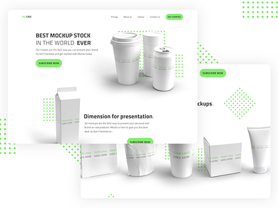 Mocko. - Landing page concept 3d clean ui concept green landing page minimal mockup pattern white