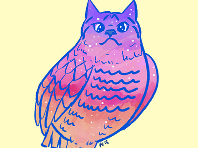 Galaxy Cat Owl cat illustration owl procreate