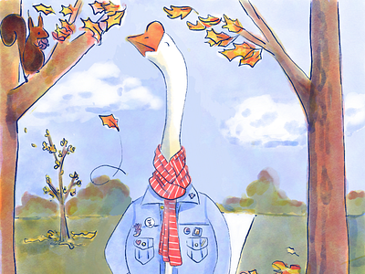 Fall Aesthetic Goose adobe fresco autumn digital illustration fall goose ipadpro