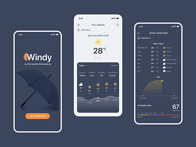 Windy Weather App app design flat ios ios app ios app design ui ux weather app