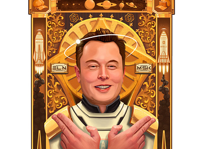 Elon Musk elonmusk illustraion space spacex tesla
