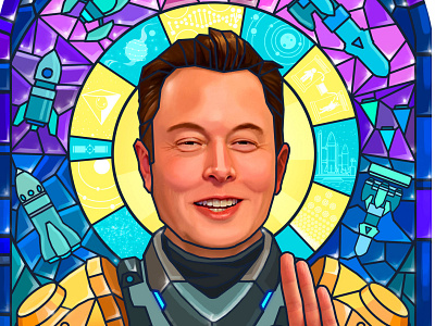 Elon Musk Fresk elonmusk icon saint space spacex