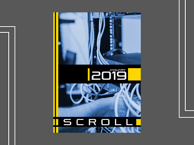 Scroll bifold brochure black and yellow branding brochure brochure design business business brochure clean creative cover art cover design cover illustration design illustration logo modern simple clean interface solid color tech design typography