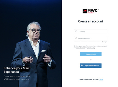 MWC Registration create account register sign in signup