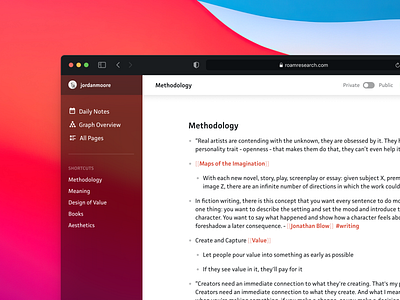 Roam Research transparent sidebar concept research roam roam research sidebar theme