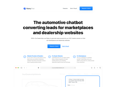 RipleyChat Landing Page chatbot landing page product sales