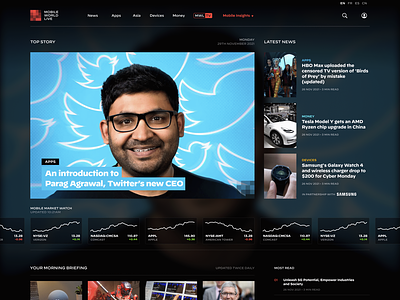 Mobile World Live Desktop Concept homepage news stocks