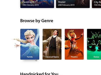 Genre Cards card events hover ui set