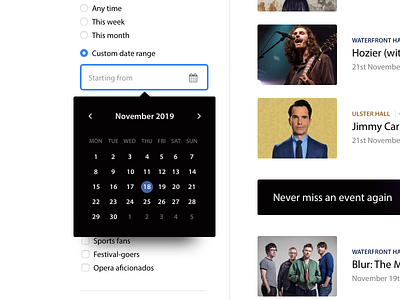 Custom date picker UI calendar date events picker ui