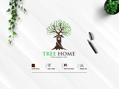 Tree Home logo Design