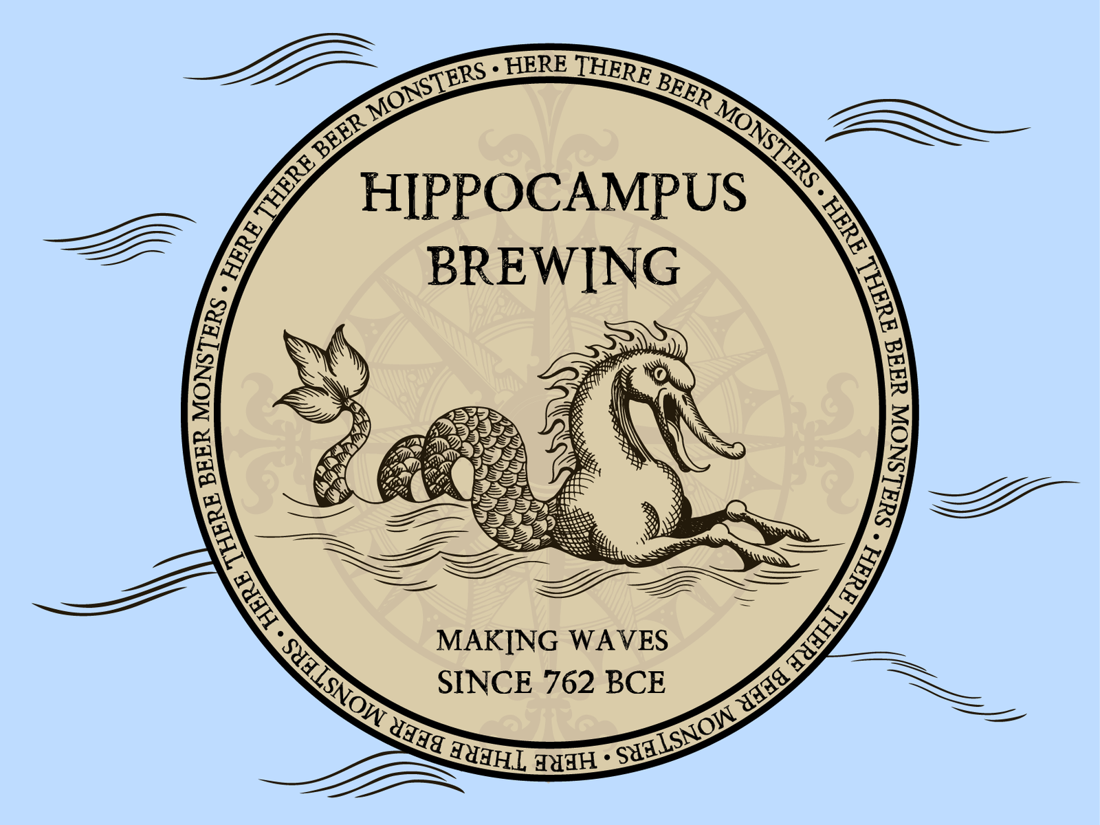 Hippocampus Brewing (Coaster Design for Sticker Mule) by Amy Rosenbaum
