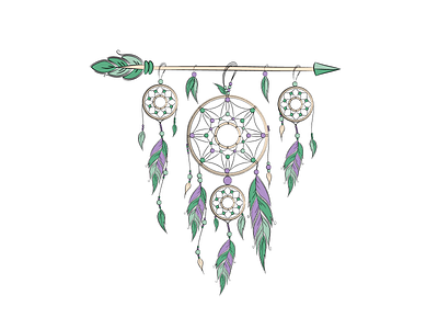 Dreamcatcher. catcher design dream dreamcatcher feather illustration