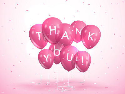 Party time balloons debut dribbble illustration party pink thanks