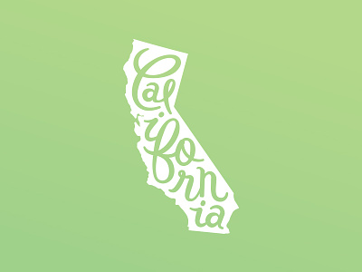 Cali california green illustration lettering map state