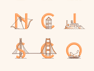 San Francisco Landmarks 2 illustration landmarks lettering san francisco