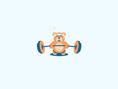 Ted E. Buff bear illustration teddy weightlifting