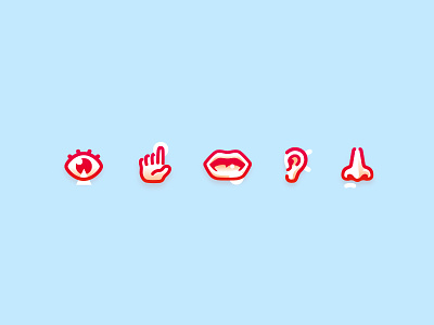 The Five Senses hearing icons illustration senses sight smell taste touch vector