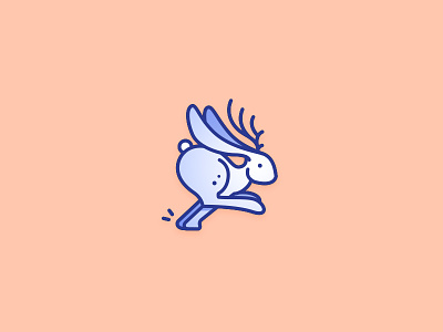 Jackalope icon illustration jackalope rabbit running