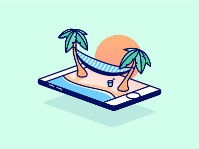 Beach beach hammock icon illustration palm trees phone