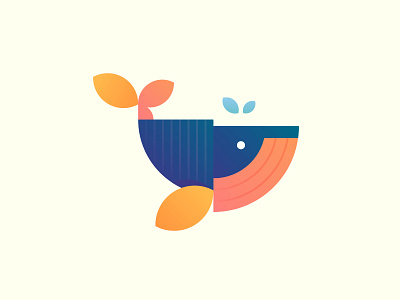 Block Whale colorful icon illustration logo simple whale