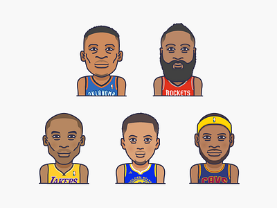 Ballers basketball basketballers icon illustration james harden kobe lebron players russell westbrook steph curry