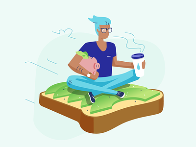 Millennials - Blog post illo avocado coffee illustration millennials retirement saving toast